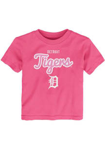 Detroit Tigers Infant Girls Big Game Short Sleeve T-Shirt Pink