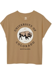 Summit Sportswear Colorado Buffaloes Womens Khaki Relaxed Favorite Short Sleeve T-Shirt