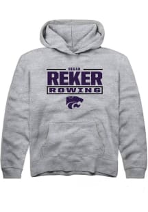 Regan Reker Rally K-State Wildcats Youth NIL Stacked Box Long Sleeve Player Hoodie Grey