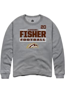 Kershawn Fisher Western Michigan Broncos Mens Grey Football NIL Stacked Box Player Crew