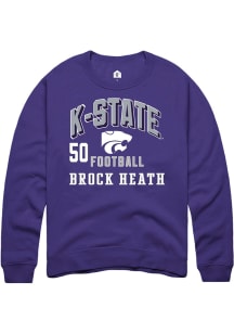 Brock Heath K-State Wildcats Mens Purple Football NIL Arch Logo Player Crew