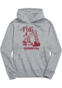 Vive La Fete Alabama Crimson Tide Youth Grey Excavator Long Sleeve Hoodie