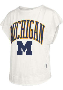 Pressbox Michigan Wolverines Womens White Nelson Movement Short Sleeve T-Shirt