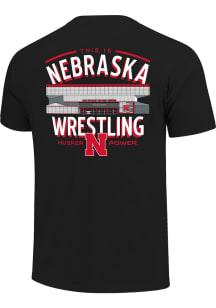 Nebraska Cornhuskers Black Wrestling Arena Short Sleeve T Shirt