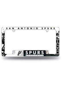 San Antonio Spurs Classic All Over Chrome License Plate Frame - White