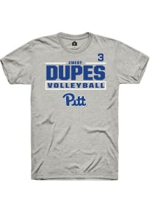 Emery Dupes Pitt Panthers Ash NIL Stacked Box Short Sleeve Player T Shirt
