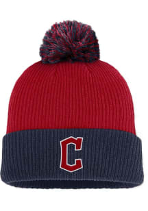 Nike Cleveland Guardians Red Evergreen 2T Peak Standard Cuff Pom Mens Knit Hat