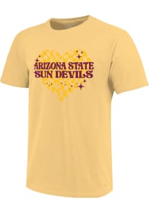 Arizona State Sun Devils Girls Yellow Funky Heart Short Sleeve Tee