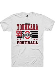 Ahmed Tounkara Ohio State Buckeyes White Football NIL Striped Short Sleeve Player T Shirt