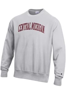 Champion Central Michigan Chippewas Mens Ash Arch Reverse Weave Long Sleeve Crew Sweatshirt
