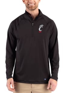 Cutter and Buck Cincinnati Bearcats Mens Black Prospect Eco Big and Tall Qtr Zip