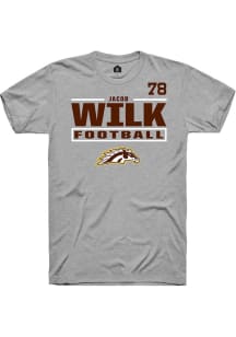 Jacob Wilk Western Michigan Broncos Grey Football NIL Stacked Box Short Sleeve Player T Shirt