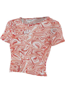 Wisconsin Badgers Womens Red Mesh Baby Short Sleeve T-Shirt