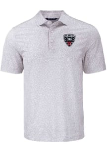 Cutter and Buck DC United Mens Grey Pike Flora Short Sleeve Polo