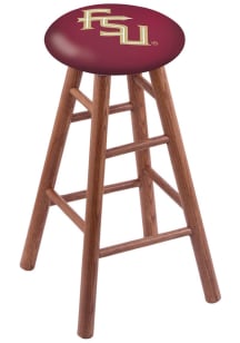 Florida State Seminoles Script Round Cushion Oak Pub Stool - Brown