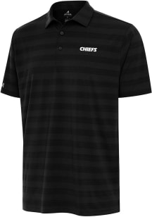 Antigua Kansas City Chiefs Mens Black Wordmark Tunnel Short Sleeve Polo