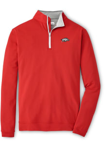 Peter Millar Arkansas Razorbacks Mens Cardinal Perth Long Sleeve Qtr Zip Pullover