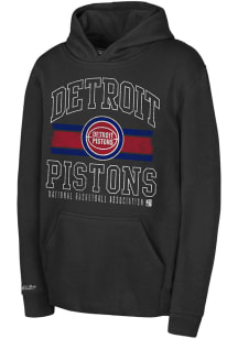 Mitchell and Ness Detroit Pistons Youth Black Logo Lockup Long Sleeve Hoodie