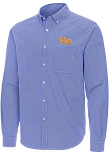 Antigua Pitt Panthers Mens Blue Porter Long Sleeve Dress Shirt
