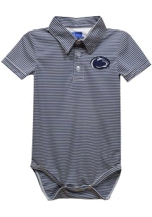 Vive La Fete Penn State Nittany Lions Baby Navy Blue Pencil Stripe Short Sleeve One Piece Polo