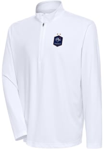 Antigua France National Team Mens White Statement Long Sleeve Qtr Zip Pullover