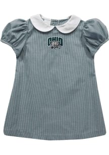 Vive La Fete Ohio Bobcats Toddler Girls Green Gingham Collar Short Sleeve Dress