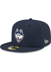 New Era UConn Huskies Mens Navy Blue 59FIFTY Fitted Hat