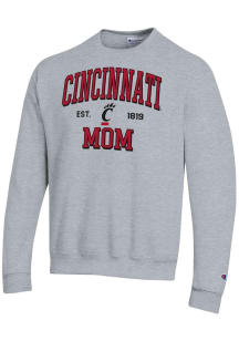 Champion Cincinnati Bearcats Mens Grey EST Date Mom Powerblend Long Sleeve Crew Sweatshirt