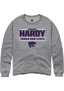 Monique Hardy  Rally K-State Wildcats Mens Graphite NIL Stacked Box Long Sleeve Crew Sweatshirt