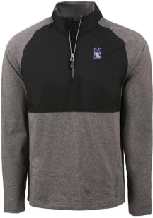 Cutter and Buck Northwestern Wildcats Mens Black Adapt Eco Hybrid Long Sleeve Qtr Zip Pullover