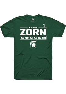 Kennedy Zorn Michigan State Spartans Green NIL Stacked Box Short Sleeve Player T Shirt