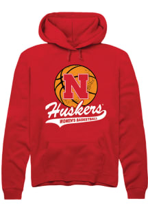 Summit Sportswear Nebraska Cornhuskers Mens Red Mascot Women's Basketball Script Long Sleeve Hoodi..