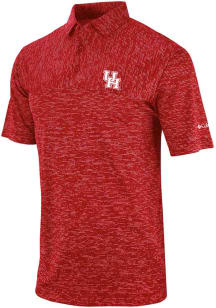 Columbia Houston Cougars Mens Red Heat Seal Heading Out Short Sleeve Polo