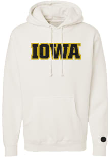Something Inked Iowa Hawkeyes Mens Ivory Chenille Arch Mascot Long Sleeve Hoodie