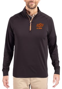 Cutter and Buck Oklahoma State Cowboys Mens Orange Alumni Adapt Eco Knit Long Sleeve Qtr Zip Pullo..