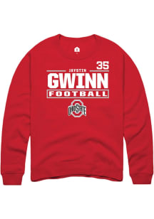 Jaystin Gwinn Ohio State Buckeyes Mens Red Football NIL Stacked Box Player Crew