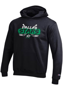 Champion Dallas Stars Youth Black Wordmark with Crossed Sticks Long Sleeve Hoodie