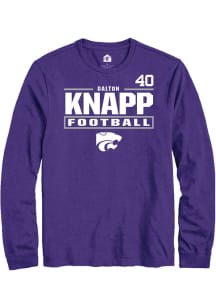 Dalton Knapp K-State Wildcats Purple Football NIL Stacked Box Long Sleeve Player T Shirt