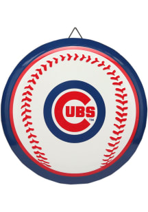 Chicago Cubs Round Baseball Metal Sign - White