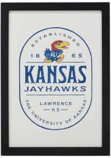 Kansas Jayhawks Framed Wood Wall Sign - White