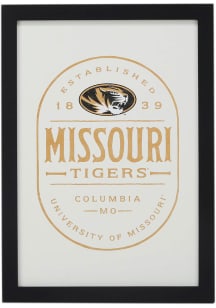 Missouri Tigers Framed Wood Wall Sign - White