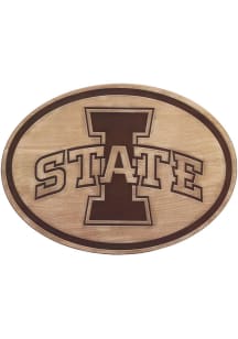 Iowa State Cyclones Logo Wood Wall Sign - Brown