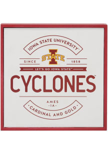 Iowa State Cyclones Wood Block Framed Sign - White