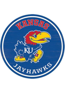 Kansas Jayhawks Wood Rustic Circle Sign - Blue