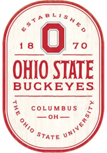 Ohio State Buckeyes Wood Rustic Oval Sign - White