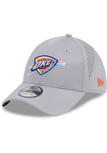 New Era Oklahoma City Thunder Mens Grey Mid Perf 39THIRTY Flex Hat