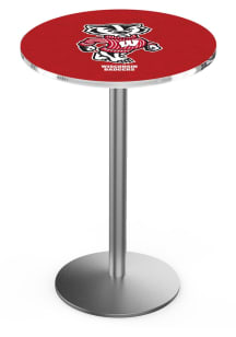Wisconsin Badgers Mascot Stainless Round Base Pub Table