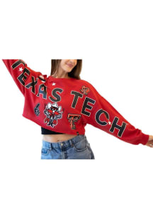 Gameday Social Texas Tech Red Raiders Womens Red Patched Up Crew Sweatshirt