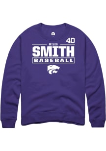 Miles Smith  Rally K-State Wildcats Mens Purple NIL Stacked Box Long Sleeve Crew Sweatshirt