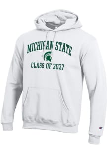 Champion Michigan State Spartans Mens White Font Class of 2027 Powerblend Long Sleeve Hoodie